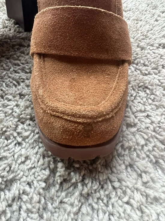 Crown Vintage Women's Suede Loafers in Tan Brown - Picture 3 of 9